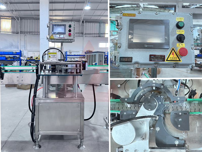 QGJ70 자동 윤활 에어로졸 충전 라인 - 고정밀 ±1% 분당 60-70캔