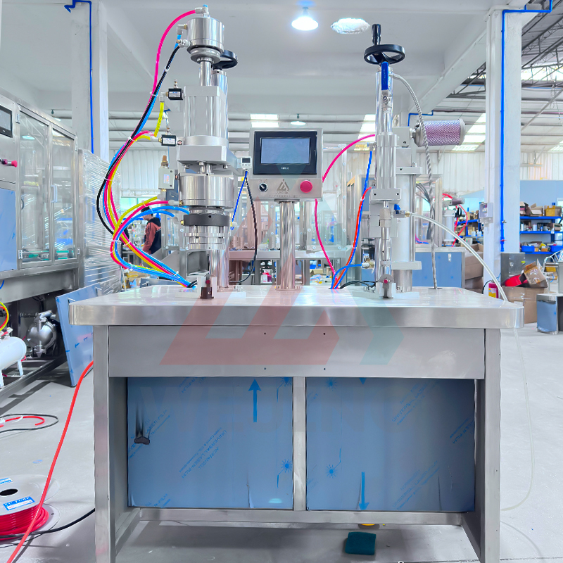 WJERZ-150 소형 BOV 에어로졸 캔 충전 외부 압착 기계 